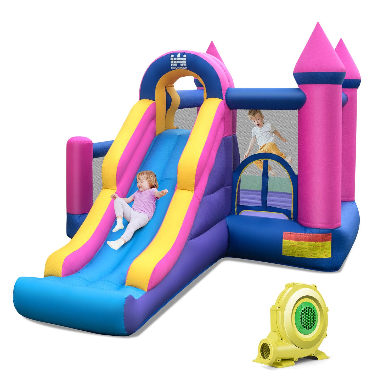 7-in-1 Kids Inflatable Bounce House with Long Slide and 735W Blower, Multicolor Bounce House at Gallery Canada