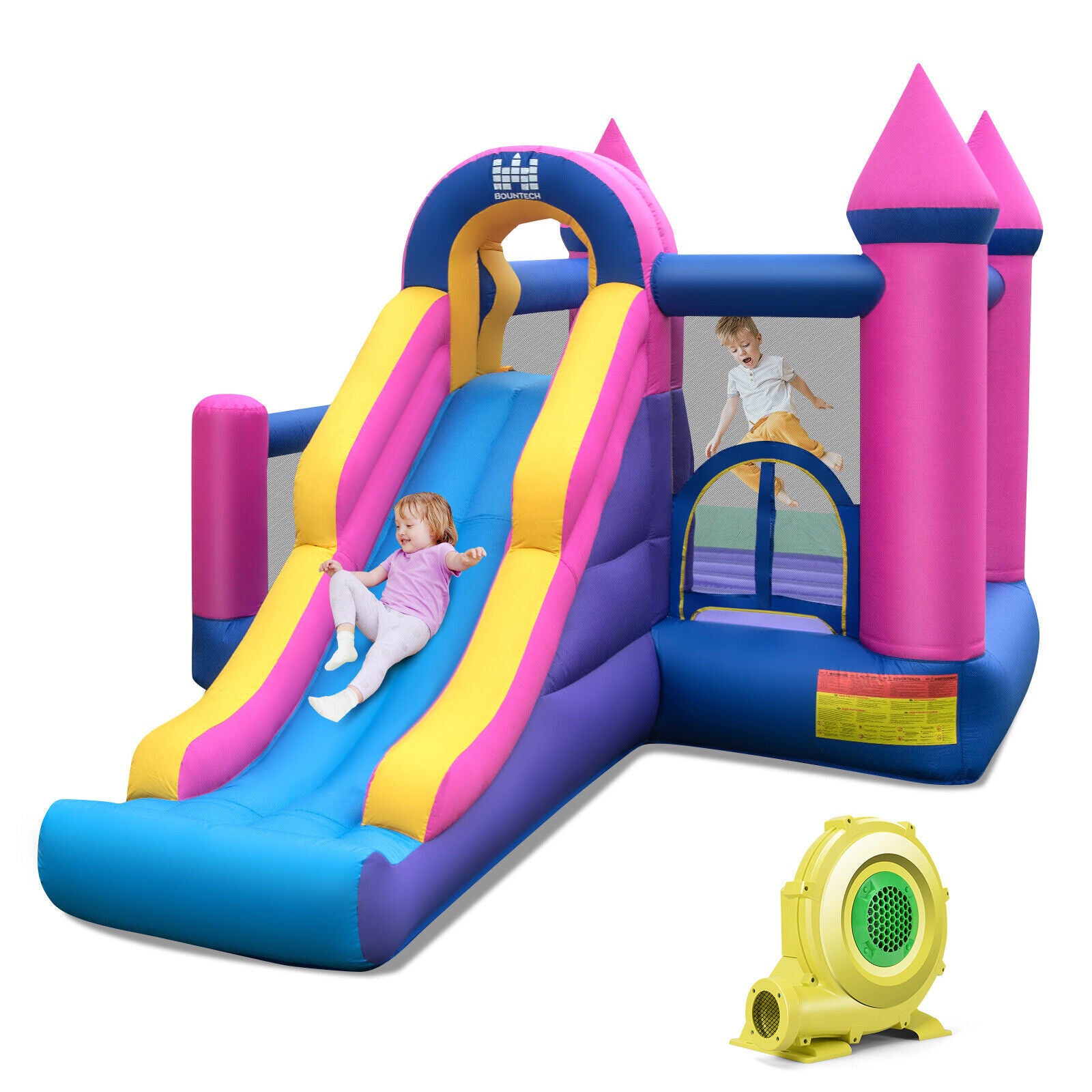 7-in-1 Kids Inflatable Bounce House with Long Slide and 735W Blower, Multicolor Bounce House at Gallery Canada