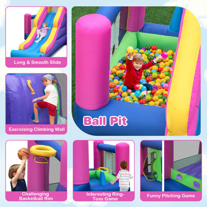 7-in-1 Kids Inflatable Bounce House with Long Slide and 735W Blower, Multicolor Bounce House at Gallery Canada