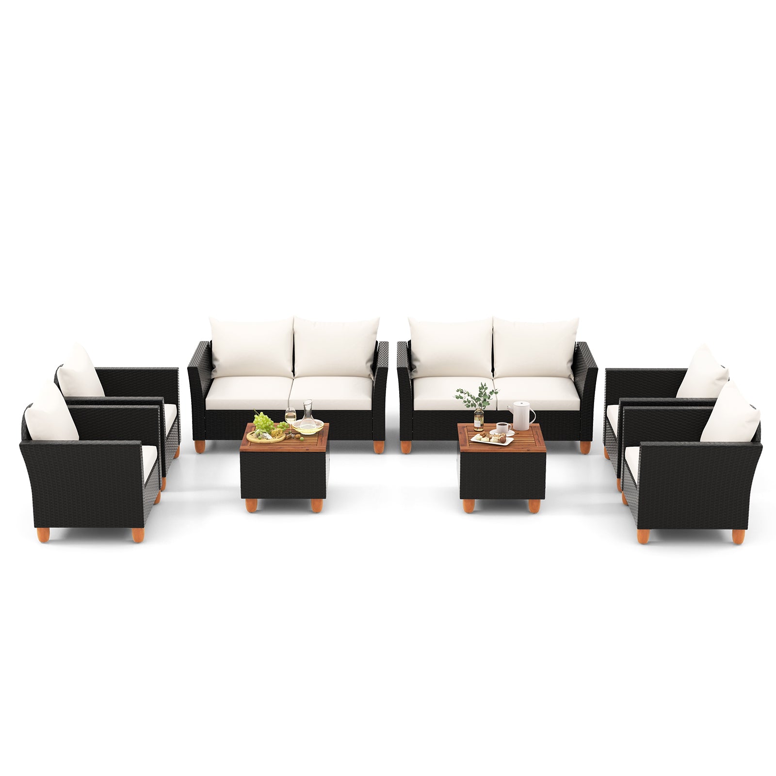 4 Piece Outdoor Conversation Set with Storage Coffee Table, White Patio Conversation Sets at Gallery Canada