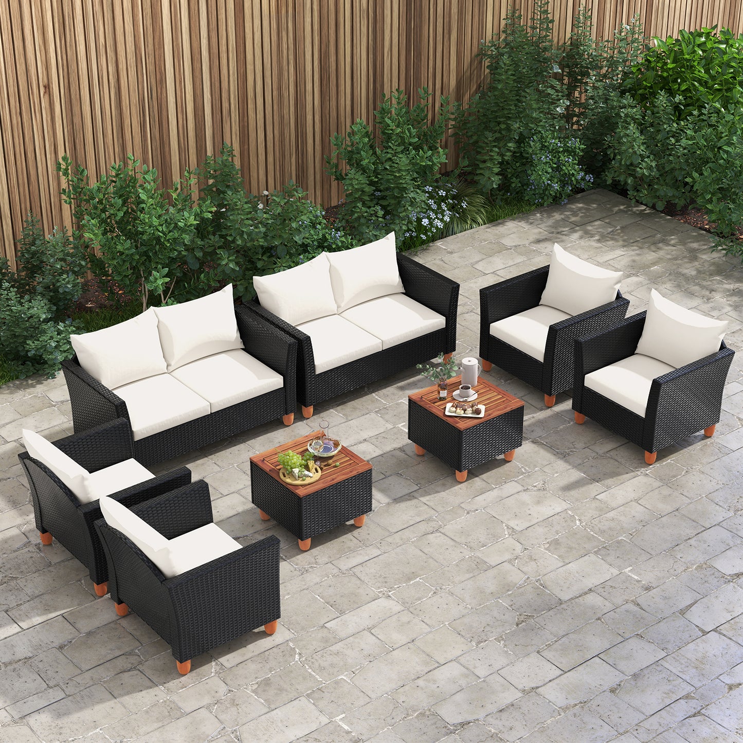 4 Piece Outdoor Conversation Set with Storage Coffee Table, White Patio Conversation Sets at Gallery Canada