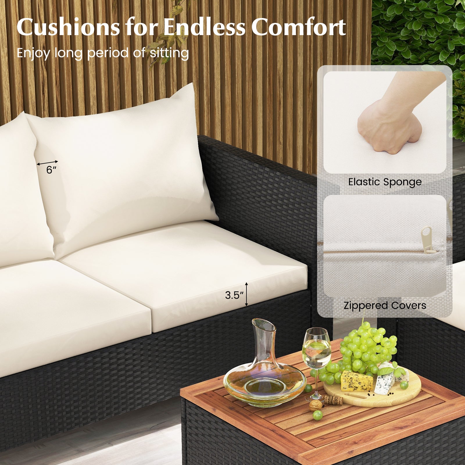 4 Piece Outdoor Conversation Set with Storage Coffee Table, White Patio Conversation Sets at Gallery Canada