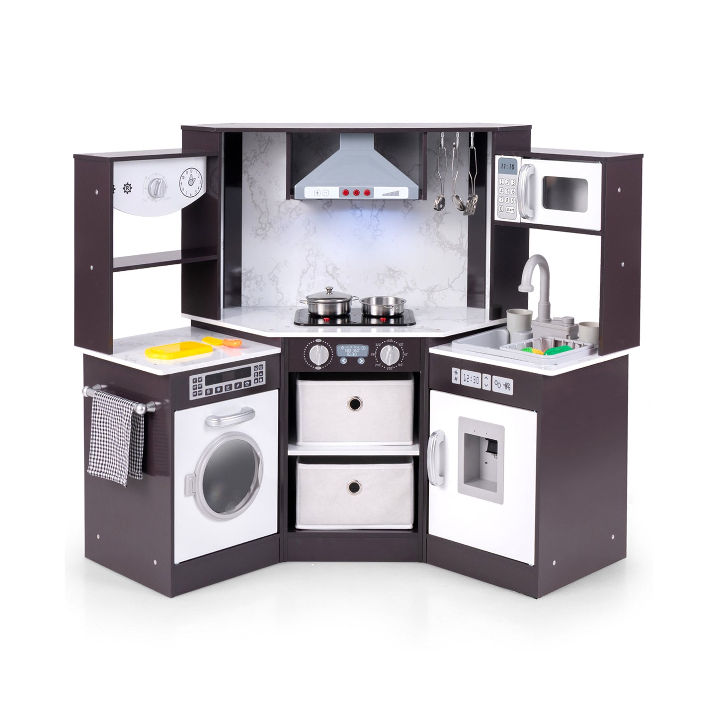 Wooden Kids Play Kitchen Playset with Realistic Lights and Sounds, Coffee Play Kitchen Sets Coffee at Gallery Canada