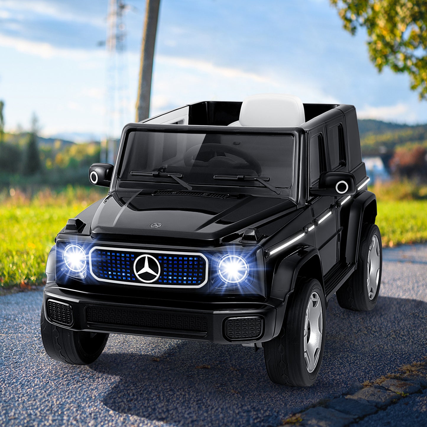 12V Licensed Mercedes-Benz EQG Kids Ride On Car with Remote Control, Black Powered Ride On Toys at Gallery Canada