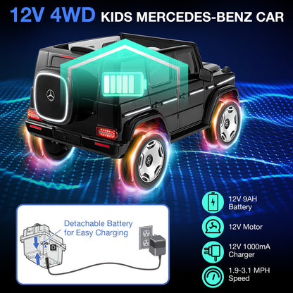 12V Licensed Mercedes-Benz EQG Kids Ride On Car with Remote Control, Black Powered Ride On Toys at Gallery Canada