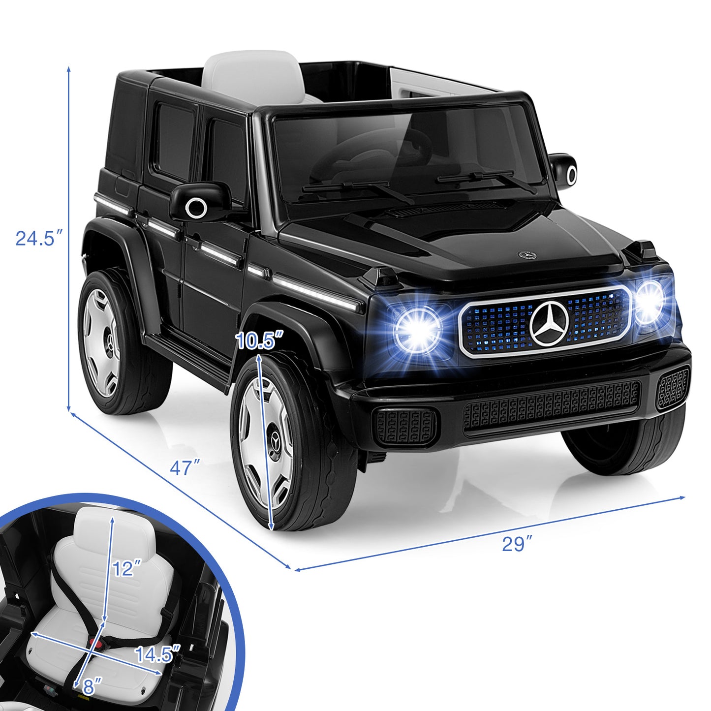 12V Licensed Mercedes-Benz EQG Kids Ride On Car with Remote Control, Black Powered Ride On Toys at Gallery Canada