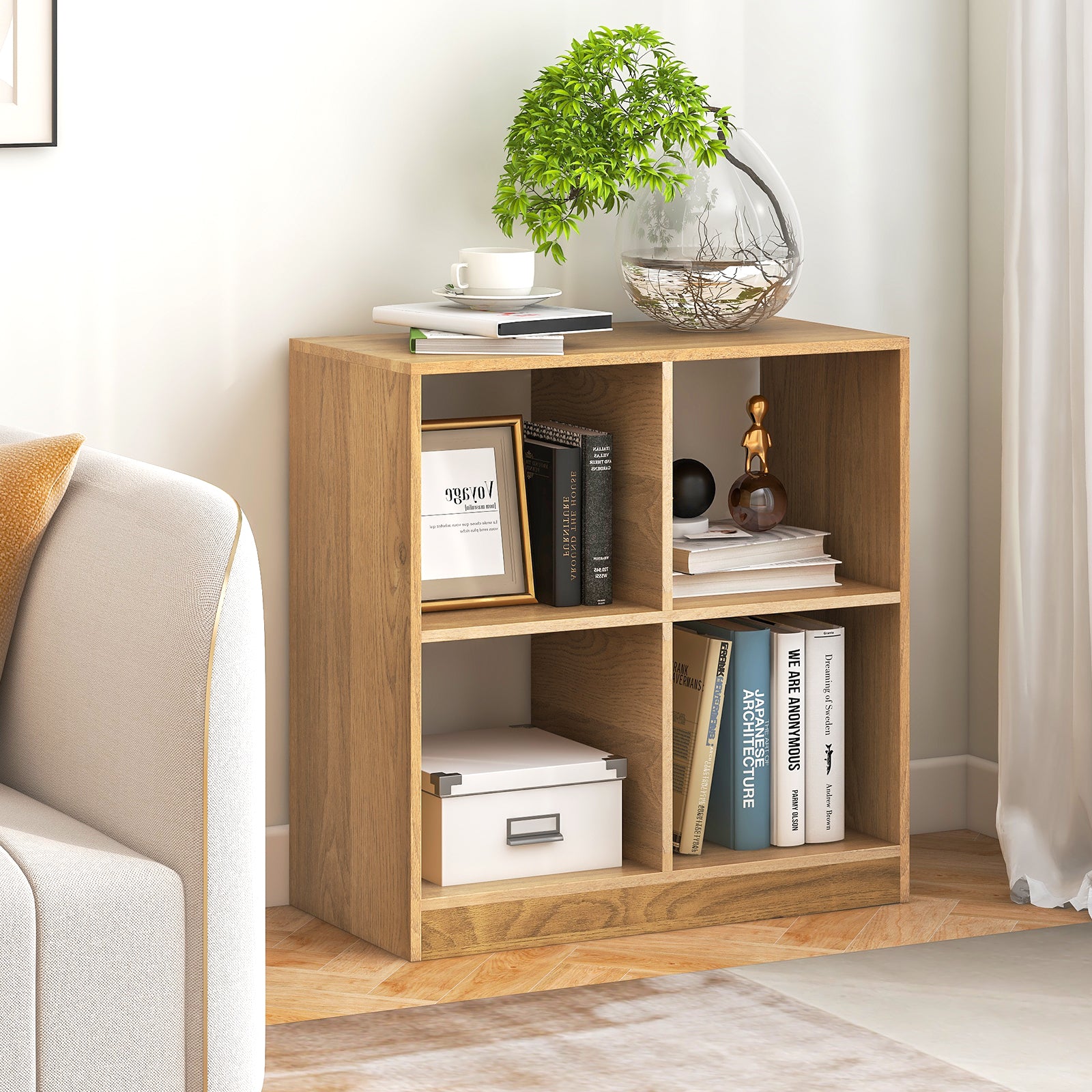 4-Cube Kids Bookcase with Open Shelves, Natural Bookcases at Gallery Canada
