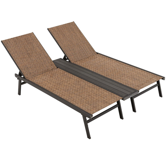 2-Person Patio Chaise Lounge with Middle Panel, Brown Outdoor Chaise Lounges Brown at Gallery Canada