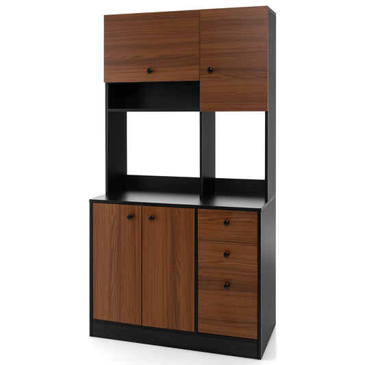 71 Inch Kitchen Pantry, 3 Cabinet 3 Drawer Storage, Black Sideboards Cabinets & Buffets Black at Gallery Canada