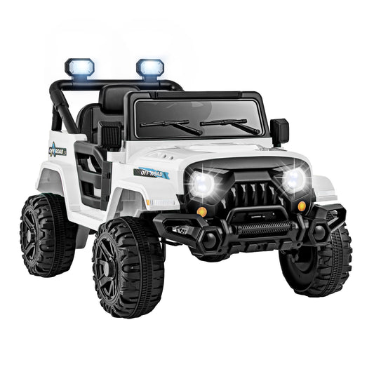 12V Kids Ride On Truck With Remote Control, Threaded Wheels, 3 Speeds, White Powered Ride On Toys White at Gallery Canada