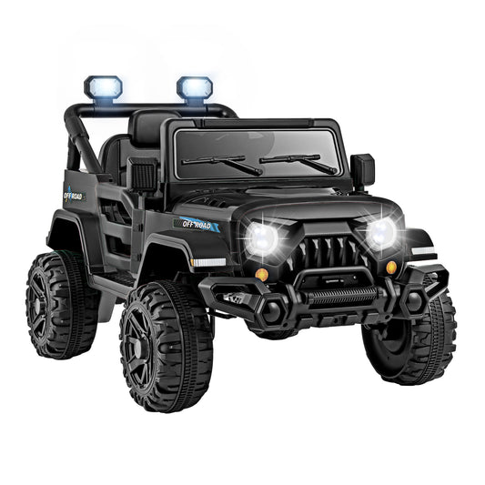12V Kids Ride On Truck, Remote Control, Threaded Wheels, 3 Speeds, Black Powered Ride On Toys Black at Gallery Canada