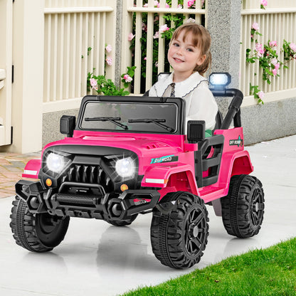 12V Kids Ride on Truck Car with Remote Control Threaded Wheels and 3 Speeds, Pink Powered Ride On Toys at Gallery Canada