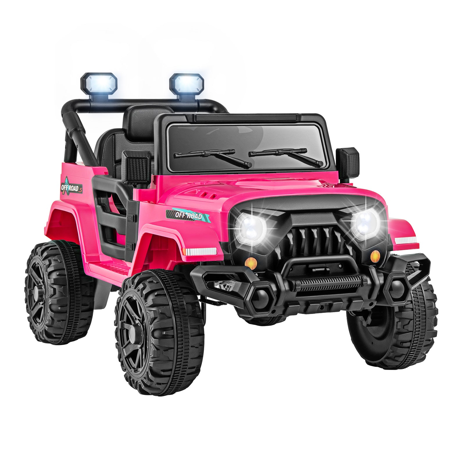 12V Kids Ride on Truck Car with Remote Control Threaded Wheels and 3 Speeds, Pink Powered Ride On Toys Pink at Gallery Canada