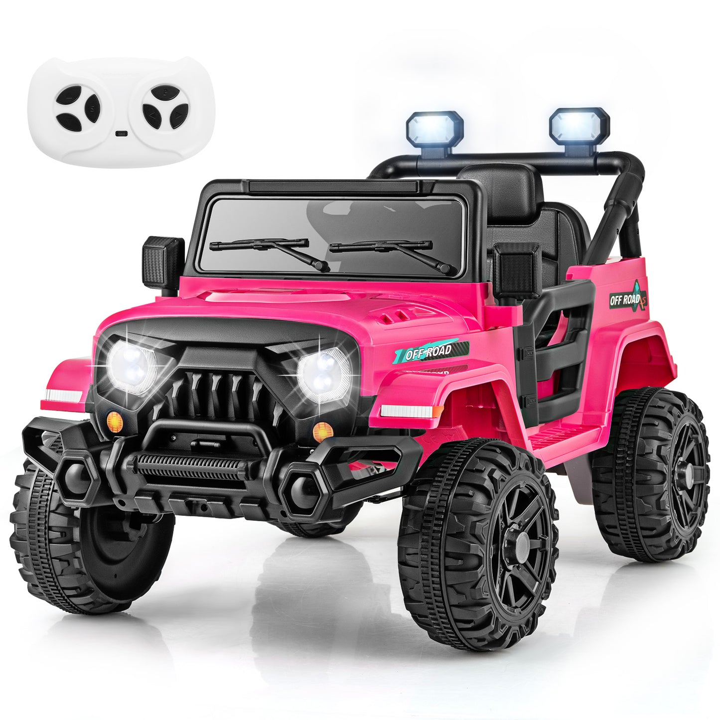 12V Kids Ride on Truck Car with Remote Control Threaded Wheels and 3 Speeds, Pink Powered Ride On Toys at Gallery Canada