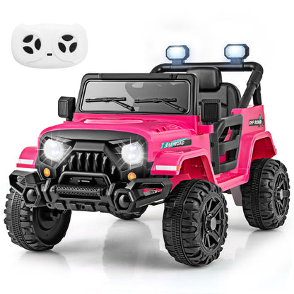 12V Kids Ride on Truck Car with Remote Control Threaded Wheels and 3 Speeds, Pink Powered Ride On Toys at Gallery Canada