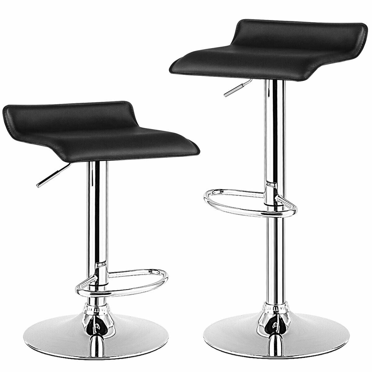 Set of 2 Adjustable PU Leather Backless Bar Stools, Black Bar Stools at Gallery Canada