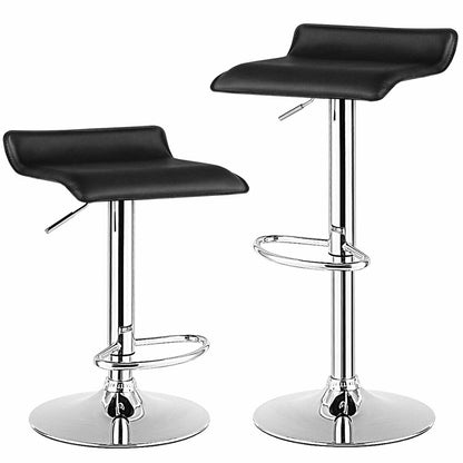 Set of 2 Adjustable PU Leather Backless Bar Stools, Black Bar Stools at Gallery Canada