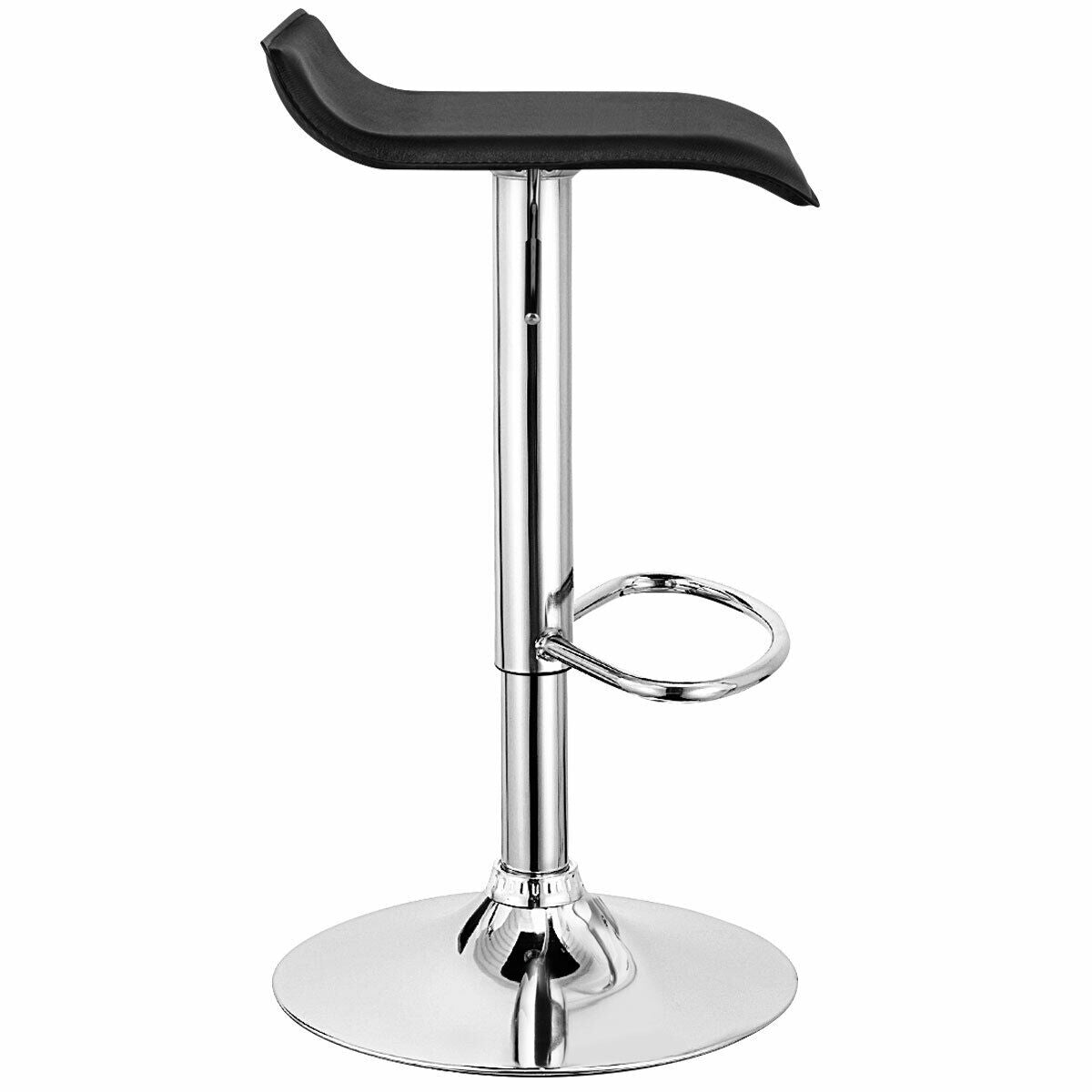 Set of 2 Adjustable PU Leather Backless Bar Stools, Black Bar Stools at Gallery Canada
