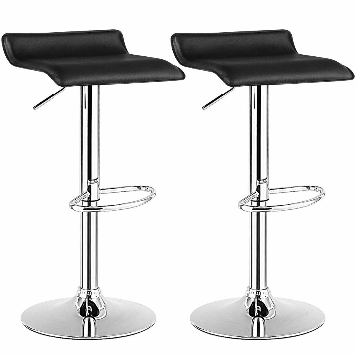 Set of 2 Adjustable PU Leather Backless Bar Stools, Black Bar Stools at Gallery Canada