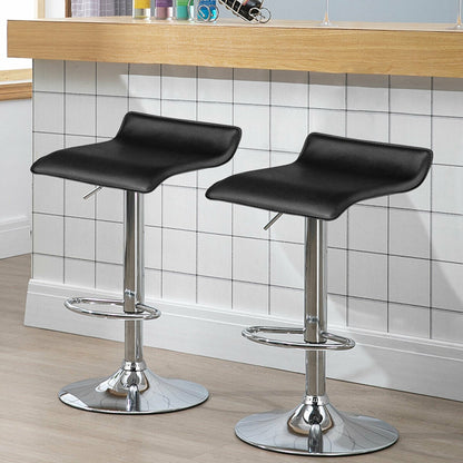 Set of 2 Adjustable PU Leather Backless Bar Stools, Black Bar Stools at Gallery Canada