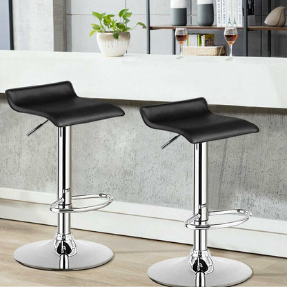 Set of 2 Adjustable PU Leather Backless Bar Stools, Black Bar Stools at Gallery Canada