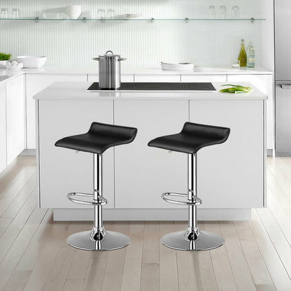 Set of 2 Adjustable PU Leather Backless Bar Stools, Black Bar Stools at Gallery Canada