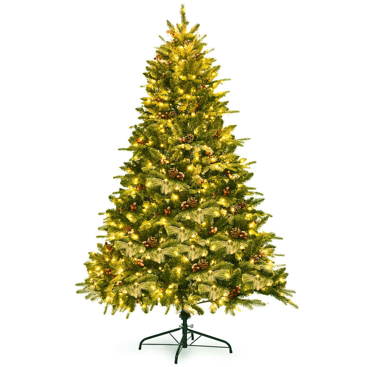6.5 Feet Pre-lit Snow Flocked Hinged Artificial Christmas Tree, Green Christmas Tree at Gallery Canada