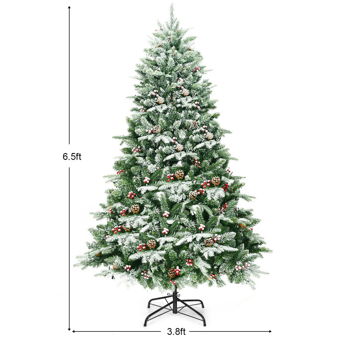 6.5 Feet Pre-lit Snow Flocked Hinged Artificial Christmas Tree, Green Christmas Tree at Gallery Canada