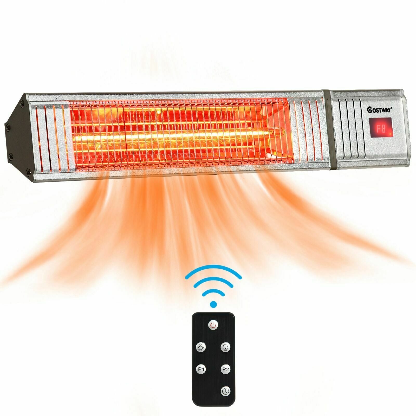 1500W Infrared Patio Heater, With Remote & Timer, Silver Space Heaters at Gallery Canada