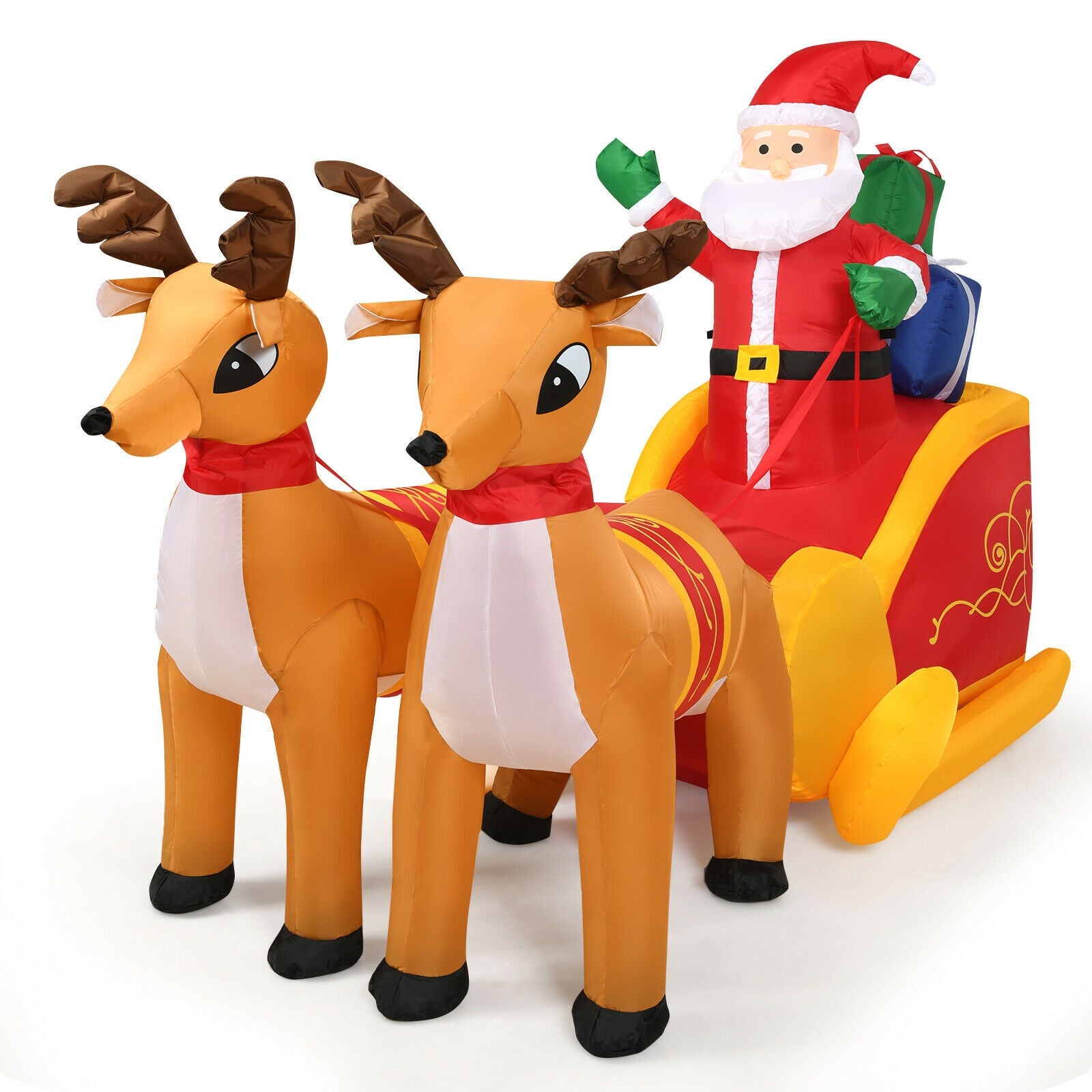 7.5 Feet Waterproof Inflatable Santa, Double Deer And Sled, Multicolor Christmas Inflatables at Gallery Canada