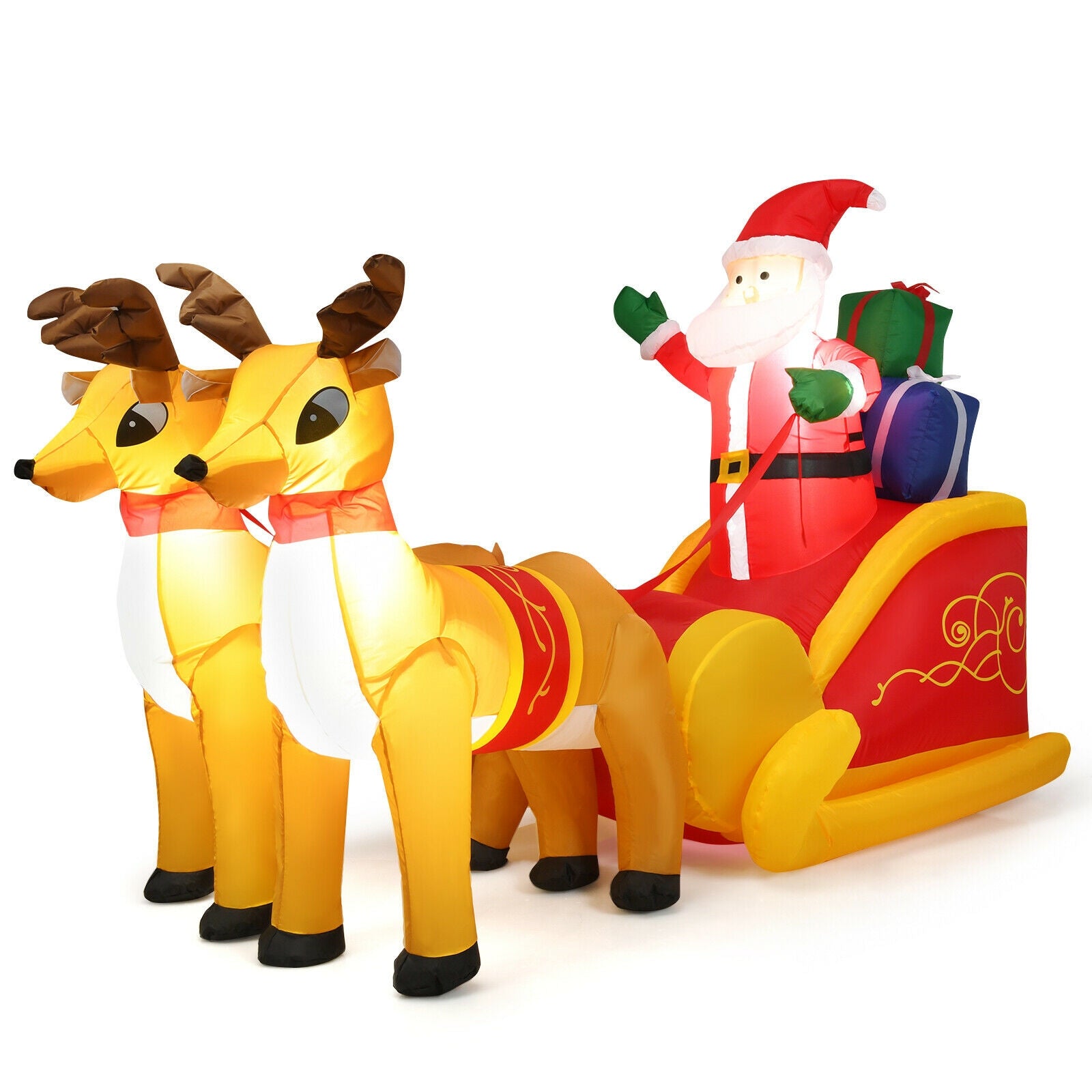 7.5 Feet Waterproof Inflatable Santa, Double Deer And Sled, Multicolor Christmas Inflatables at Gallery Canada