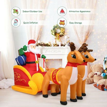7.5 Feet Waterproof Inflatable Santa, Double Deer And Sled, Multicolor Christmas Inflatables at Gallery Canada