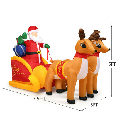 7.5 Feet Waterproof Inflatable Santa, Double Deer And Sled, Multicolor Christmas Inflatables at Gallery Canada