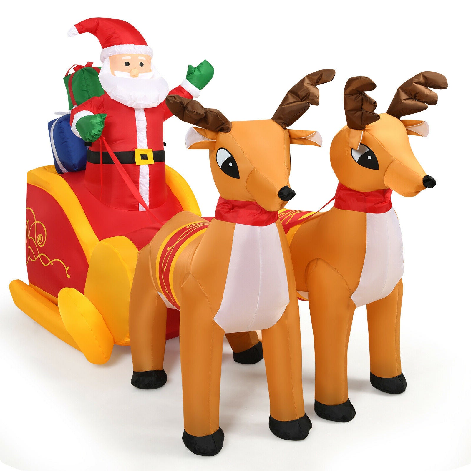7.5 Feet Waterproof Inflatable Santa, Double Deer And Sled, Multicolor Christmas Inflatables Multicolor at Gallery Canada