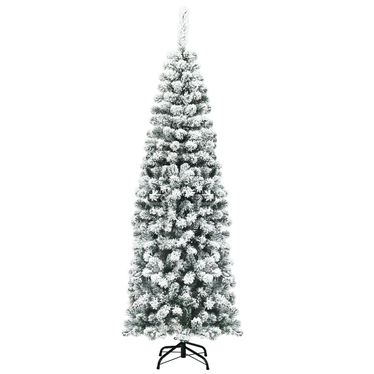 6 Feet Unlit Hinged Snow Flocked Artificial Pencil Christmas Tree, Green Christmas Tree at Gallery Canada