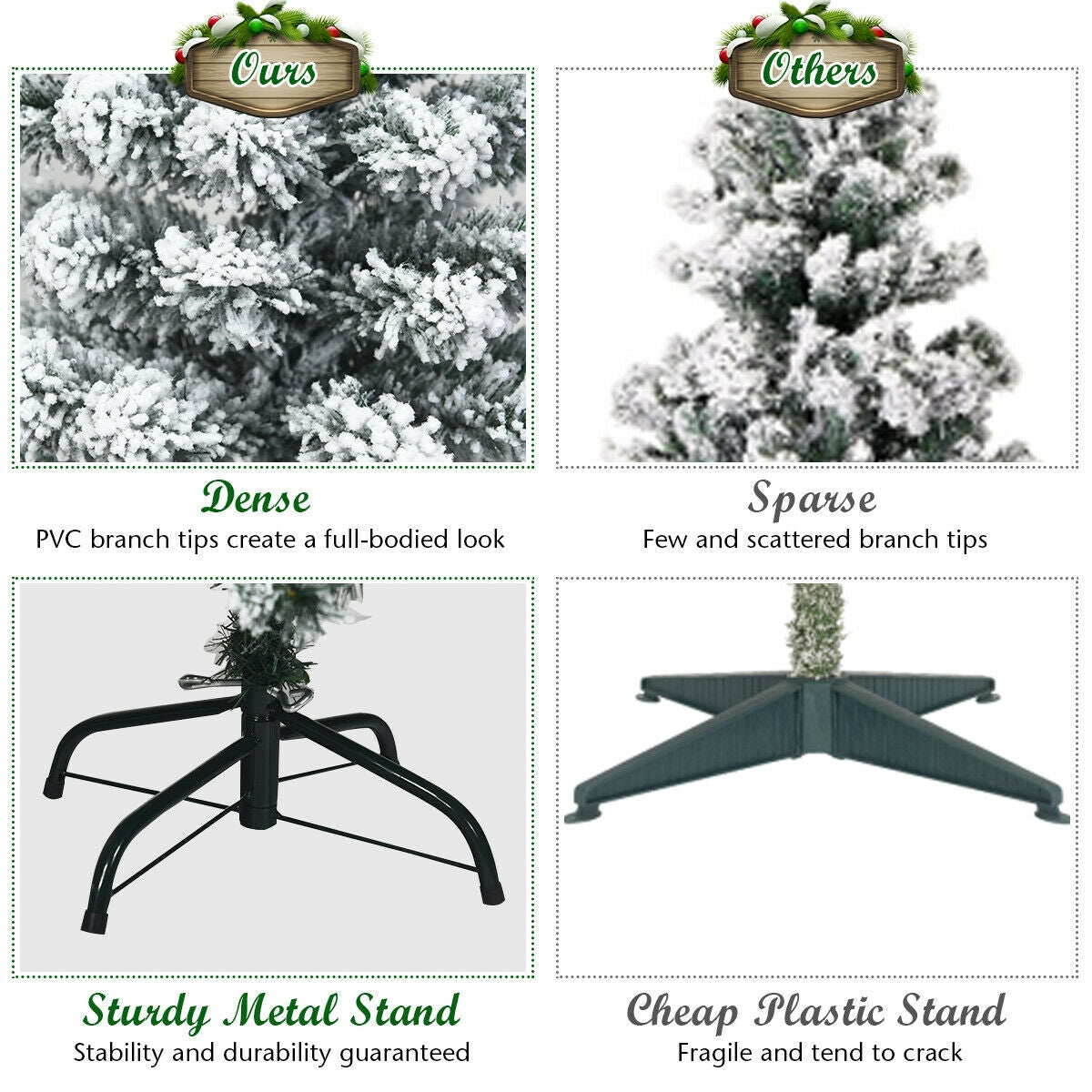 4.5 Feet Pre-Lit Snow Flocked Pencil Christmas Tree, 150 LED Lights, Green Christmas Tree at Gallery Canada