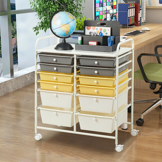 12 Drawers Rolling Cart Storage Scrapbook Paper Organizer Bins, Yellow File Cabinets Yellow at Gallery Canada