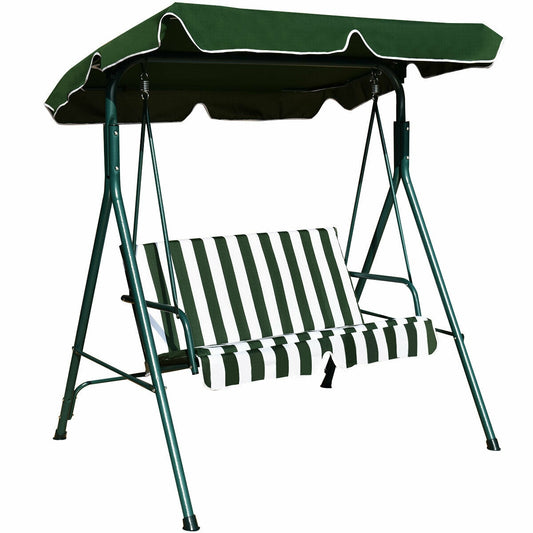 Loveseat Cushioned Patio Steel Frame Swing Glider , Green Porch Swings Green at Gallery Canada