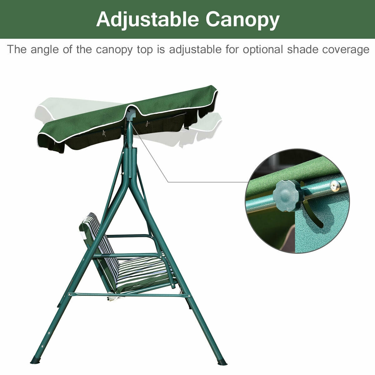 Loveseat Cushioned Patio Steel Frame Swing Glider , Green Porch Swings at Gallery Canada
