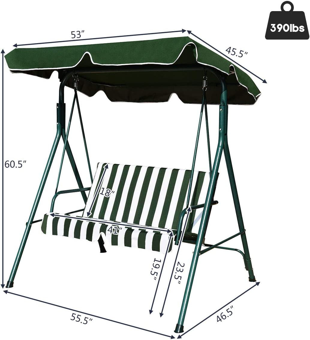 Loveseat Cushioned Patio Steel Frame Swing Glider , Green Porch Swings at Gallery Canada