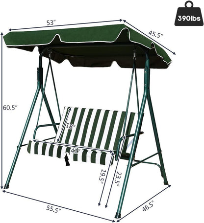 Loveseat Cushioned Patio Steel Frame Swing Glider , Green Porch Swings at Gallery Canada