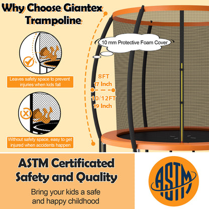 8 Feet ASTM Approved Recreational Trampoline, Orange Trampolines at Gallery Canada