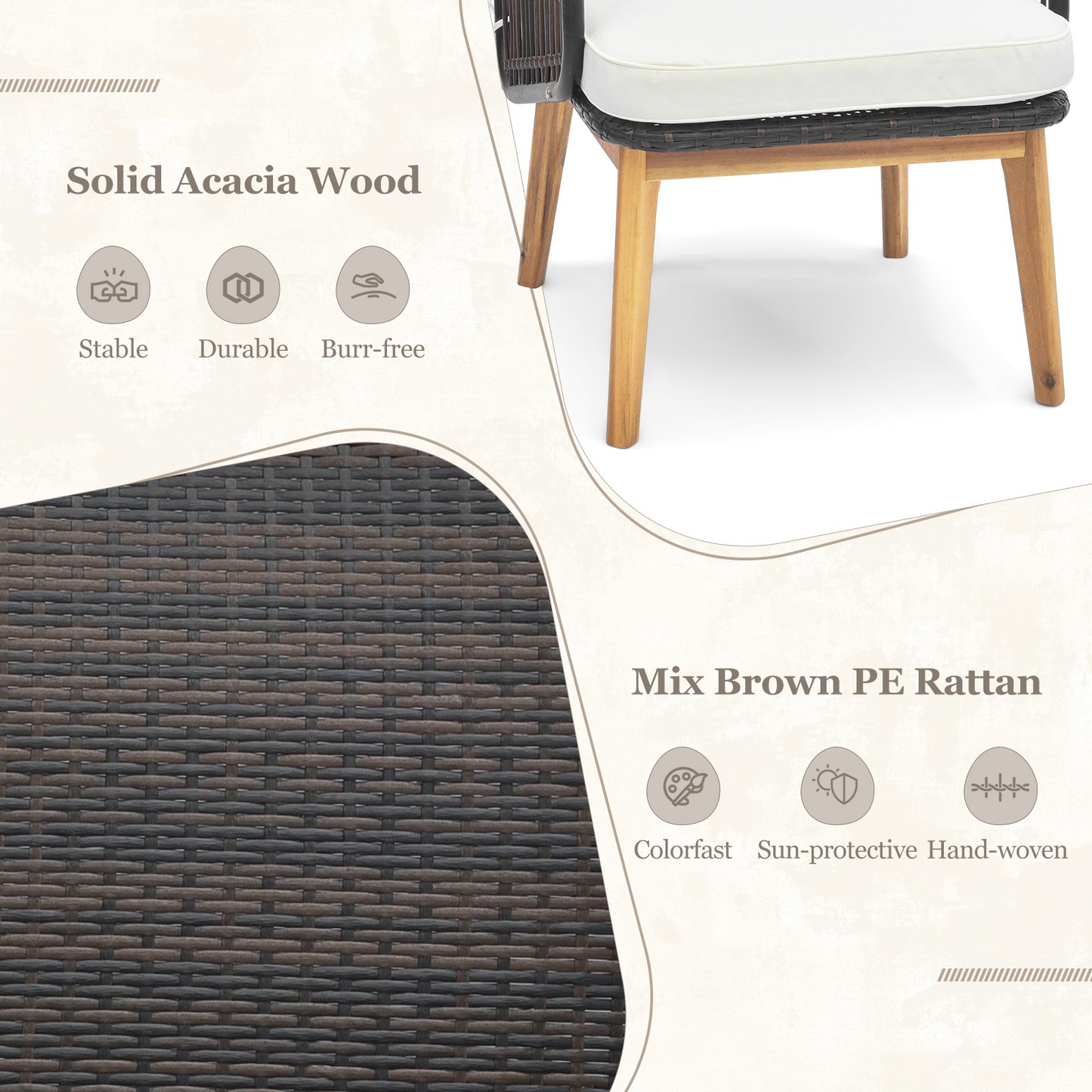 3 Pieces Patio Furniture Set with Cushioned Chairs and Tempered Glass Side Table, Black Patio Conversation Sets at Gallery Canada