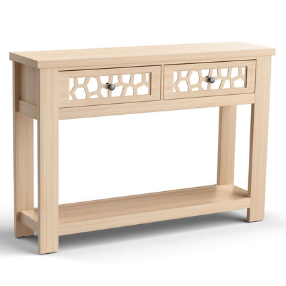 2-Tier Console Table with Drawers and Open Storage Shelf, Natural Console Tables Natural at Gallery Canada