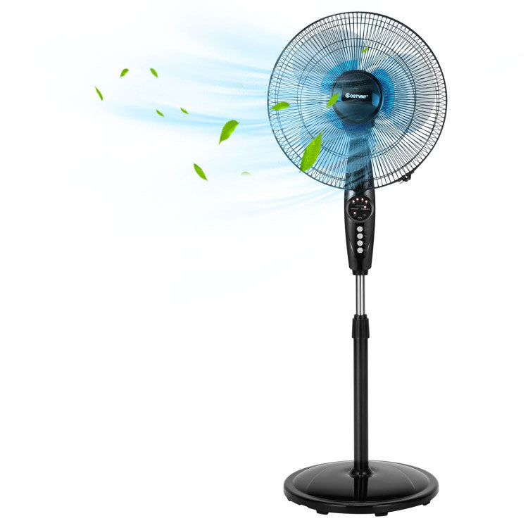 18 Inch Adjustable Height Fan, Quiet Oscillating Stand, Black