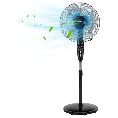 18 Inch Adjustable Height Fan, Quiet Oscillating Stand, Black