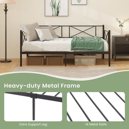 Twin Size Platform Bed with Heavy-duty Metal Slat Support, Black Simple Bed Frame at Gallery Canada