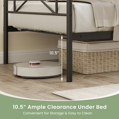 Twin Size Platform Bed with Heavy-duty Metal Slat Support, White Simple Bed Frame at Gallery Canada