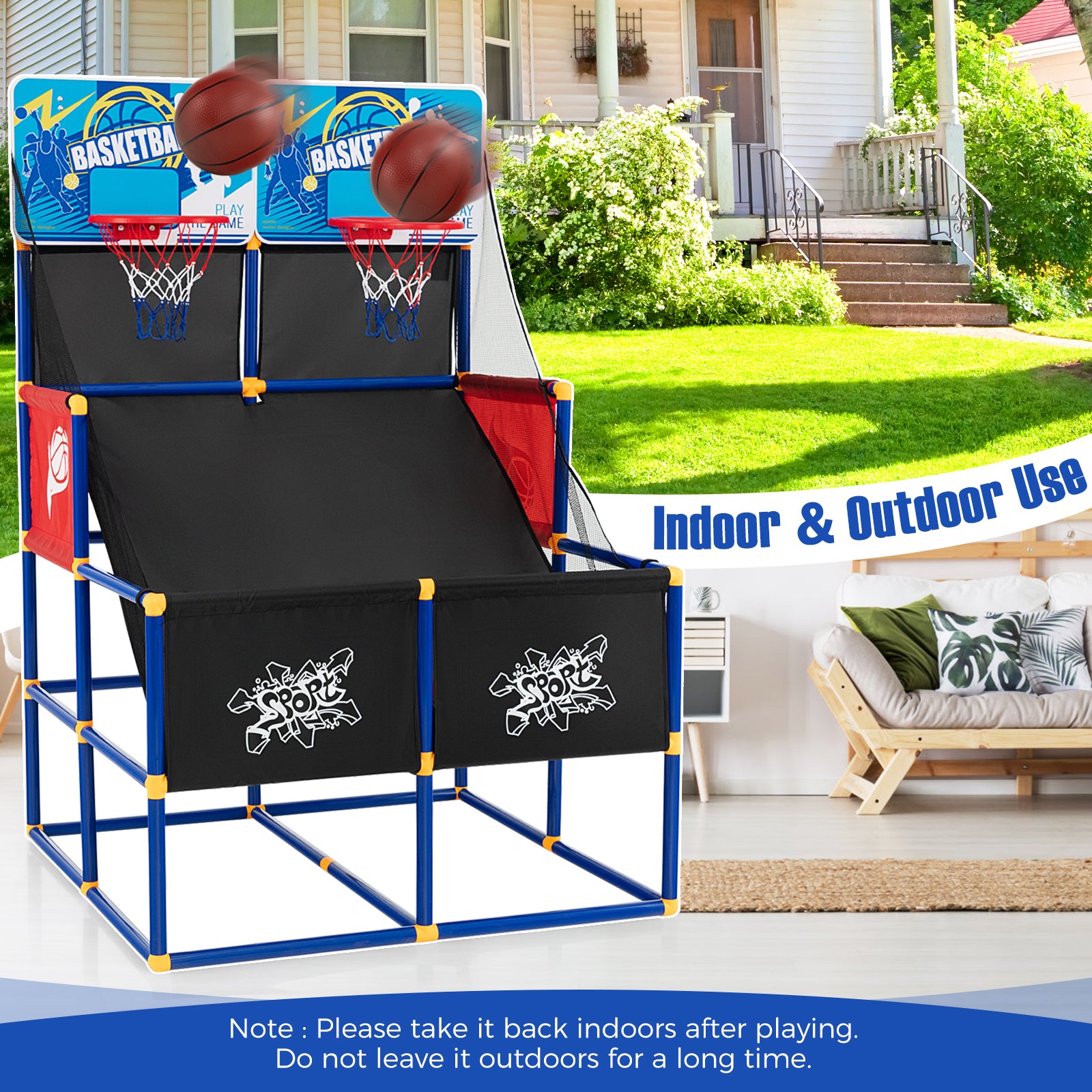 Kids Arcade Basketball Game Set with 4 Basketballs and Ball Pump, Multicolor Toy Sports at Gallery Canada