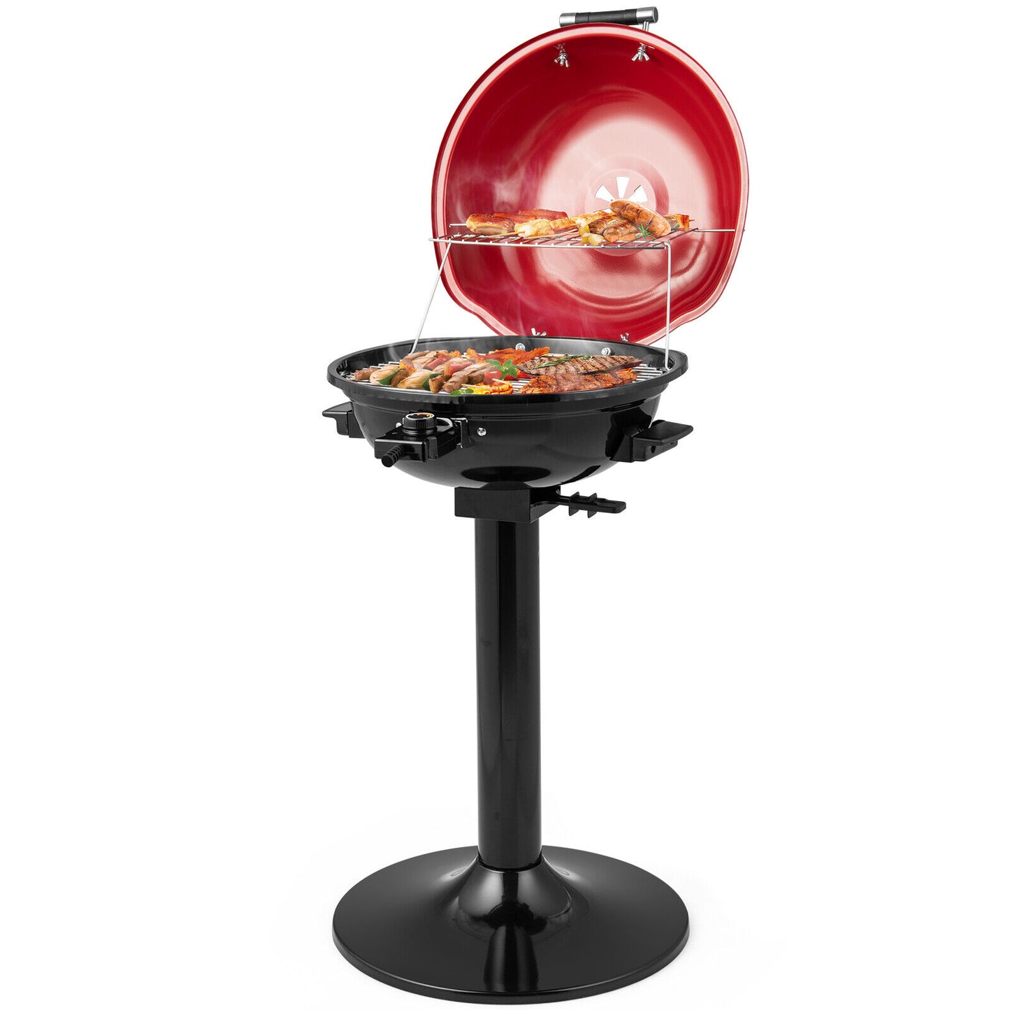 1600W Electric BBQ Grill with Removable Non-Stick Warming Rack, Red Outdoor Grills at Gallery Canada